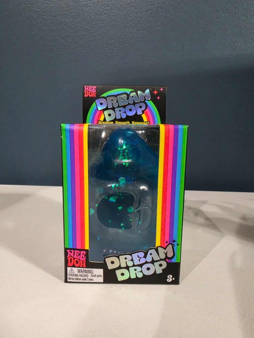 NeeDoh Dream Drop BLUE Glitter Schylling Squishy Splash Stand NEW IN BOX